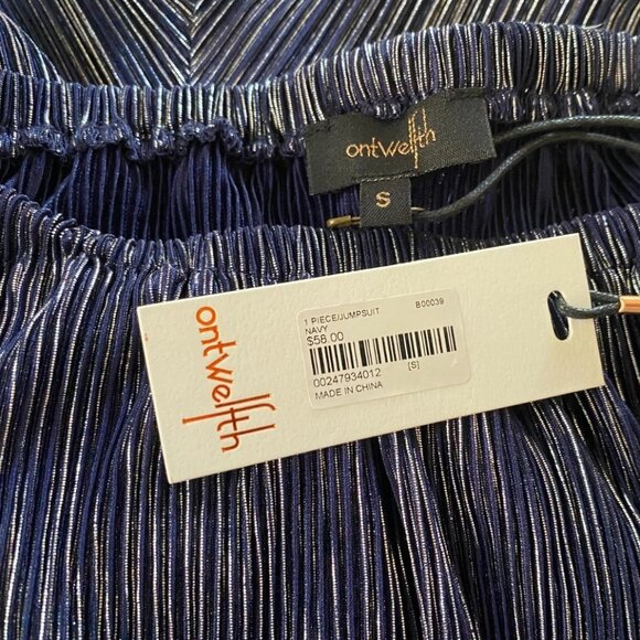 BLOOMINGDALES ontwelfth Y2K strapless Metallic Stripe JUMPSUIT Romper *SMALL* - Picture 9 of 9